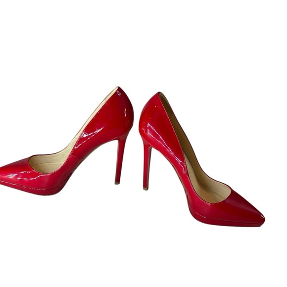 Christian Louboutin Pumps Red Patent Leather Patriotic Pointed Toe Size 35.5 - Picture 12 of 13